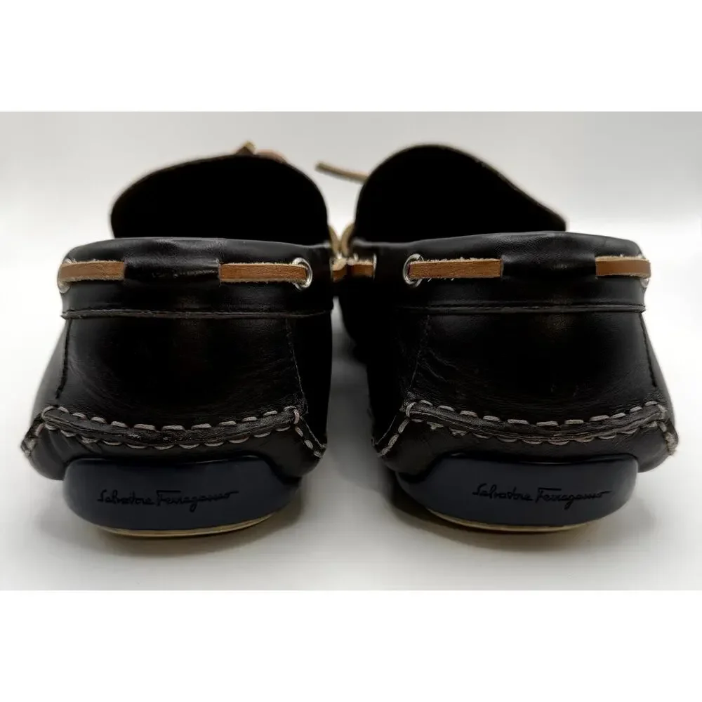 Salvatore Ferragamo Men's leather Loafer Dark Brown Size  9 1/2